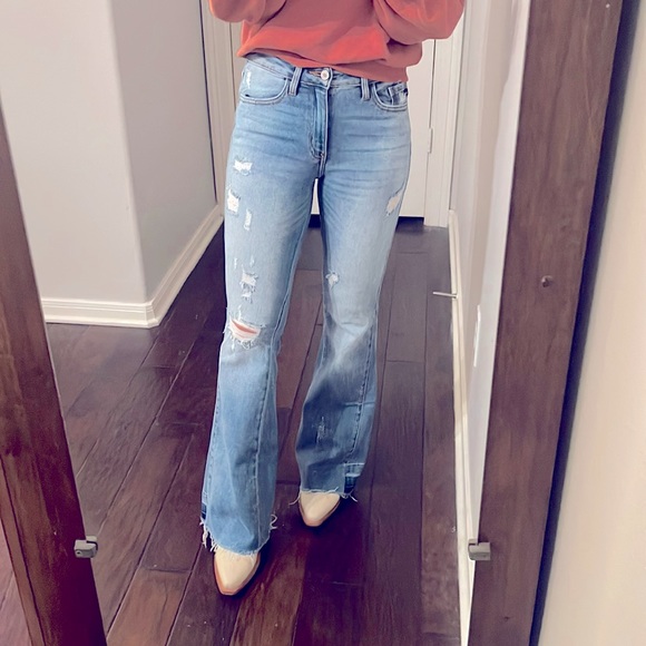 KanCan Jeans Kancan Usa Kancan Distressed Frayed Hem Bell Bottom